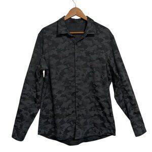 Share Lululemon Men's Down To The Wire Shirt Large Camo Black Grey Long Sleeve B